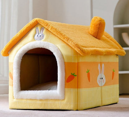 Foldable Pet House – Warm Winter Dog & Cat Bed Cave