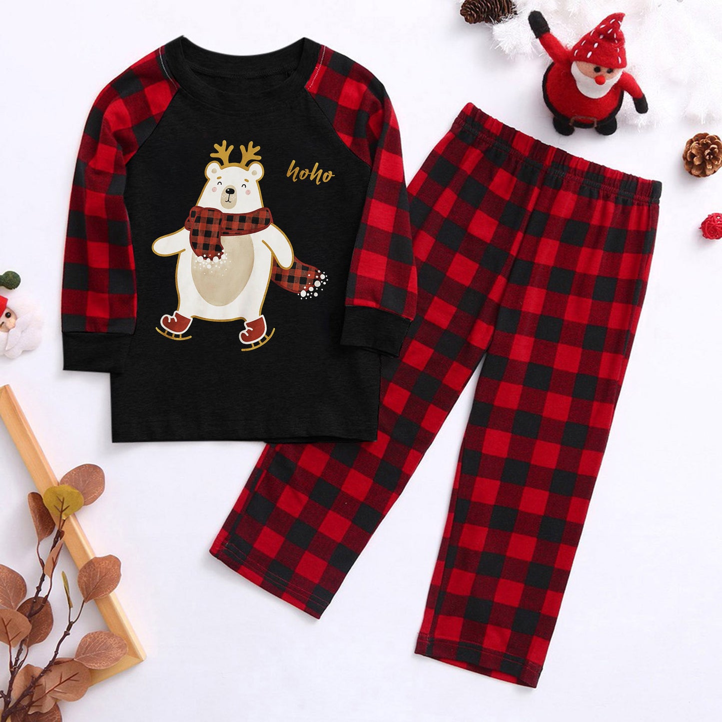 Family Christmas Plaid Bear Pajama Set