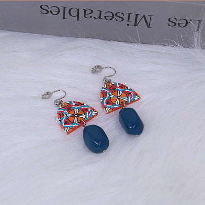 Retro Yellow & Blue Geometric Acrylic Earrings
