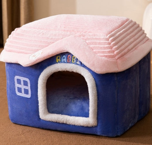 Foldable Pet House – Warm Winter Dog & Cat Bed Cave