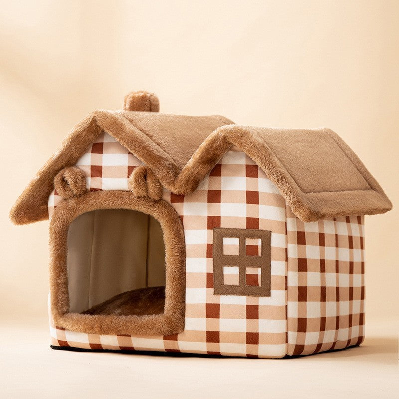 Foldable Pet House – Warm Winter Dog & Cat Bed Cave