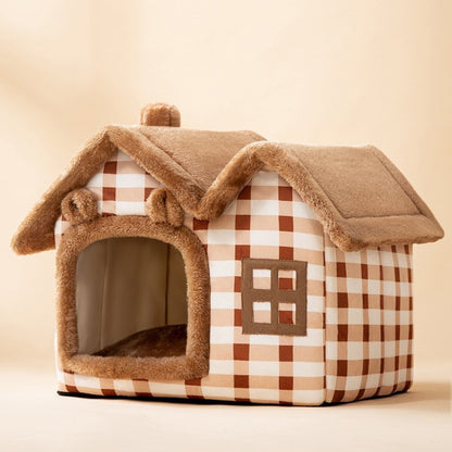 Foldable Pet House – Warm Winter Dog & Cat Bed Cave