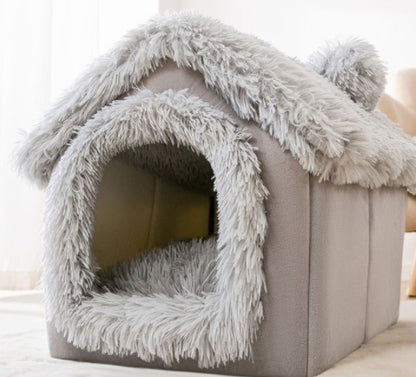 Foldable Pet House – Warm Winter Dog & Cat Bed Cave