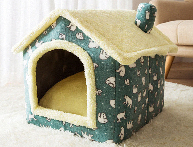 Foldable Pet House – Warm Winter Dog & Cat Bed Cave