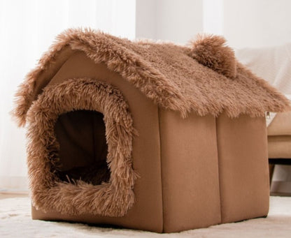 Foldable Pet House – Warm Winter Dog & Cat Bed Cave
