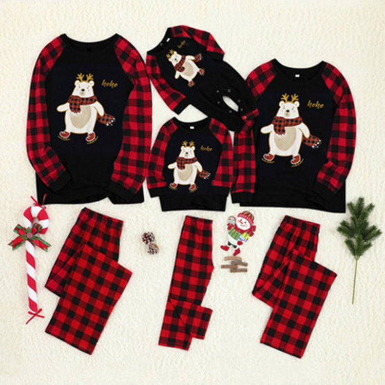 Family Christmas Plaid Bear Pajama Set