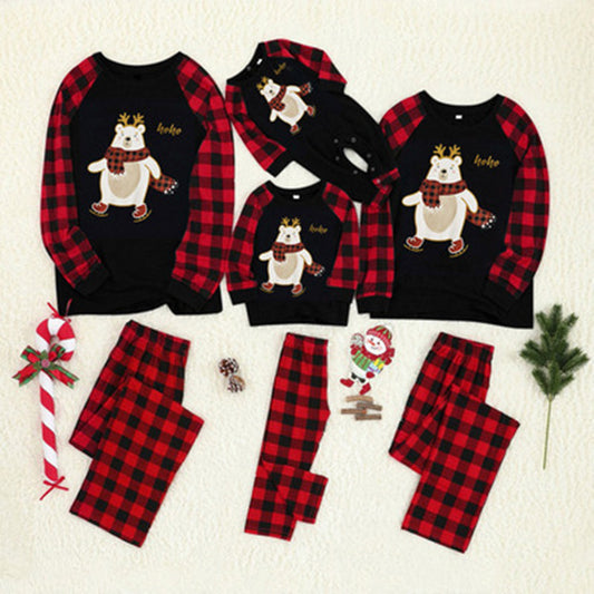 Family Christmas Plaid Bear Pajama Set