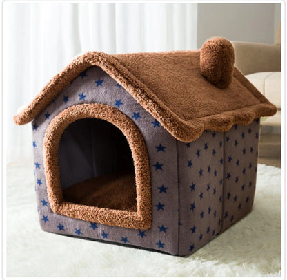 Foldable Pet House – Warm Winter Dog & Cat Bed Cave