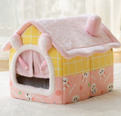 Foldable Pet House – Warm Winter Dog & Cat Bed Cave
