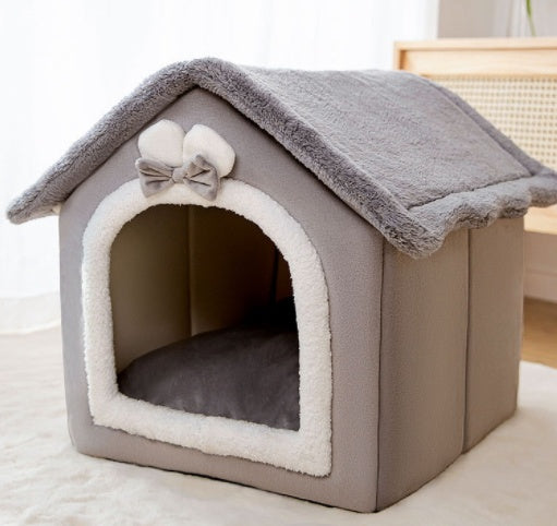 Foldable Pet House – Warm Winter Dog & Cat Bed Cave